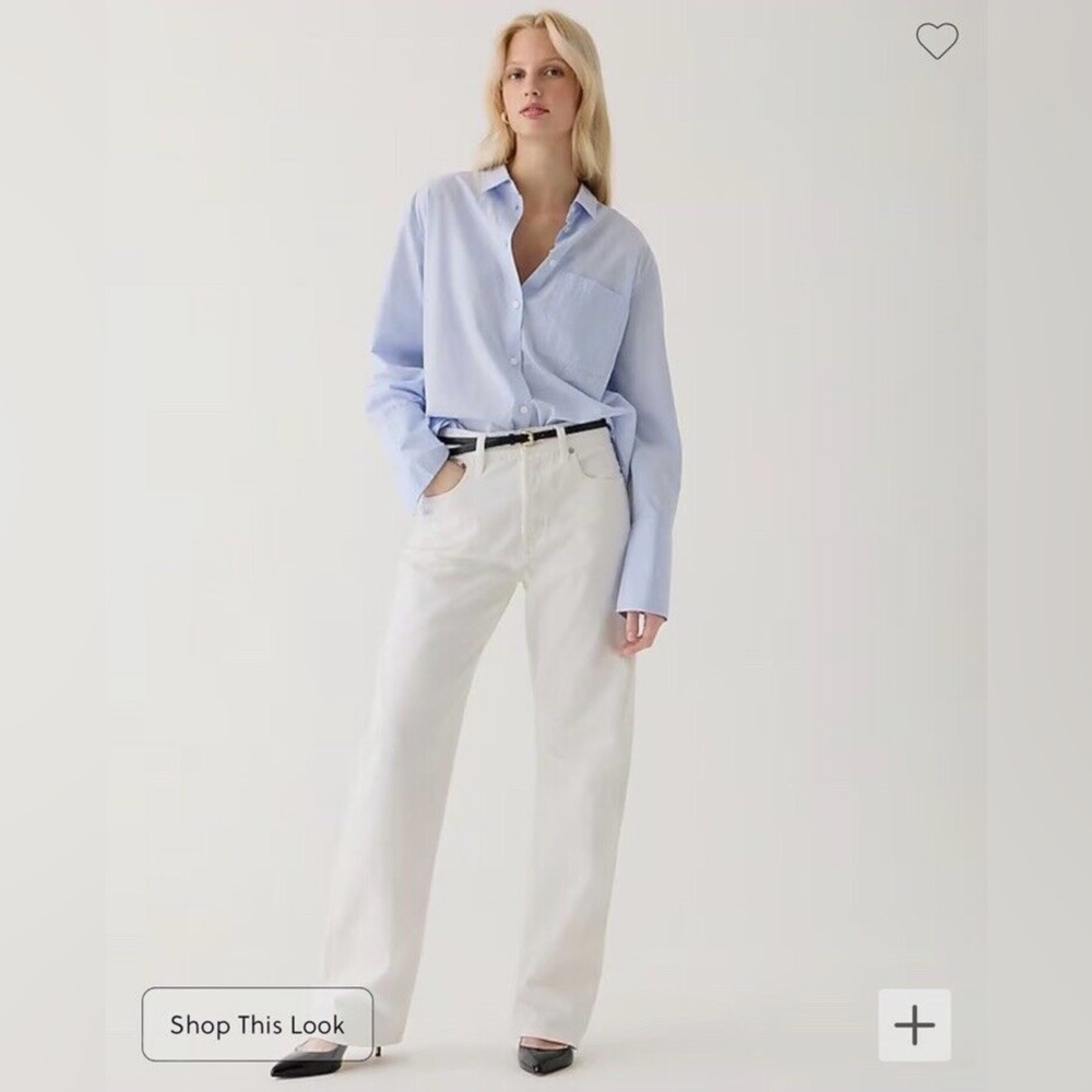 J Crew Point Sur Loose Straight Jeans 32 White NWOT Denim